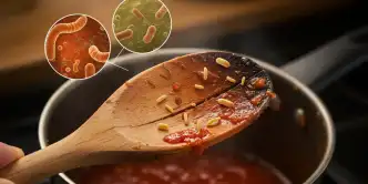 colher de pau de acumula bactérias e deve ser evitado o seu uso