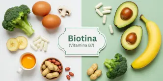 alimentos ricos na vitamina, como ovos, abacate, amendoim, cogumelos, brócolis e banana.