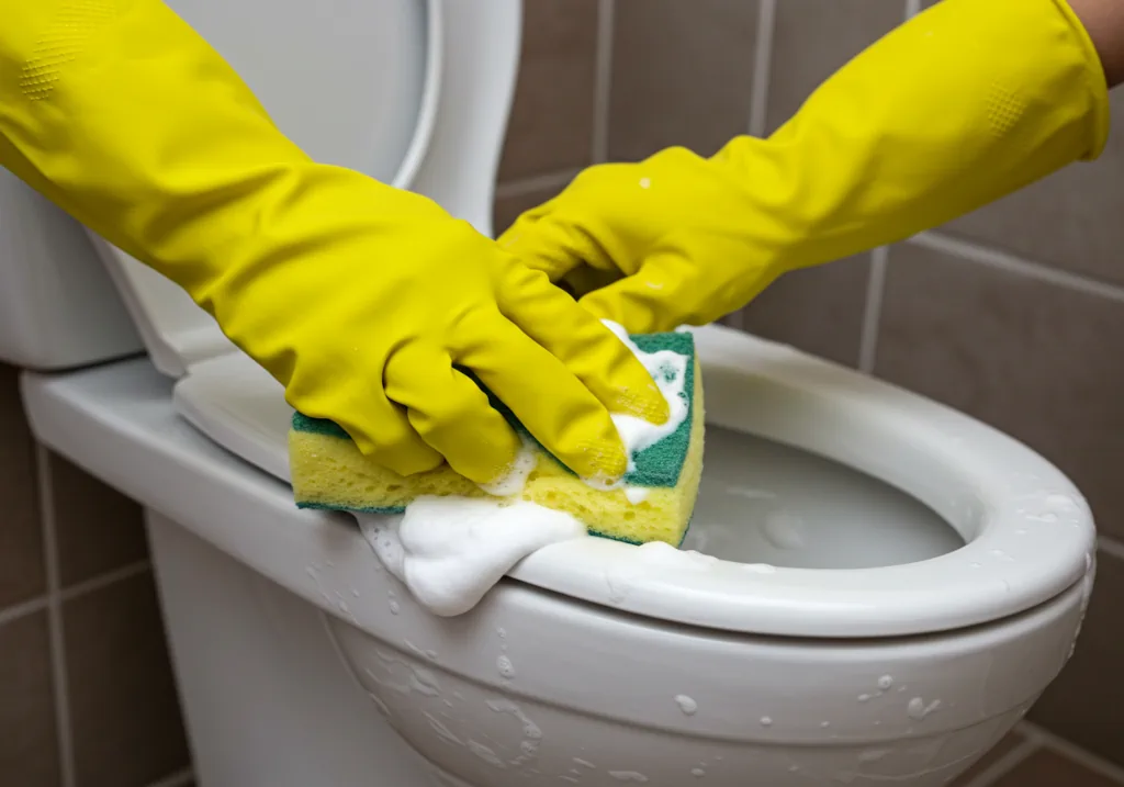 Higienizar a parte externa do vaso sanitário