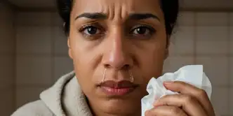 Pessoa com nariz escorrendo no frio